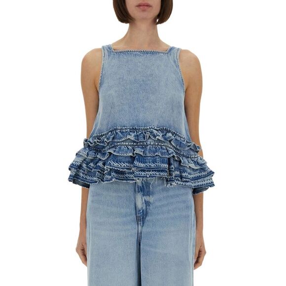 Ganni Top Woman Gnawed Blue